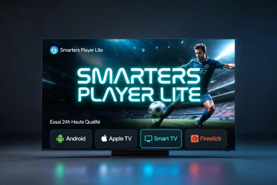 Interface Smarters player lite IPTV sur écran tv